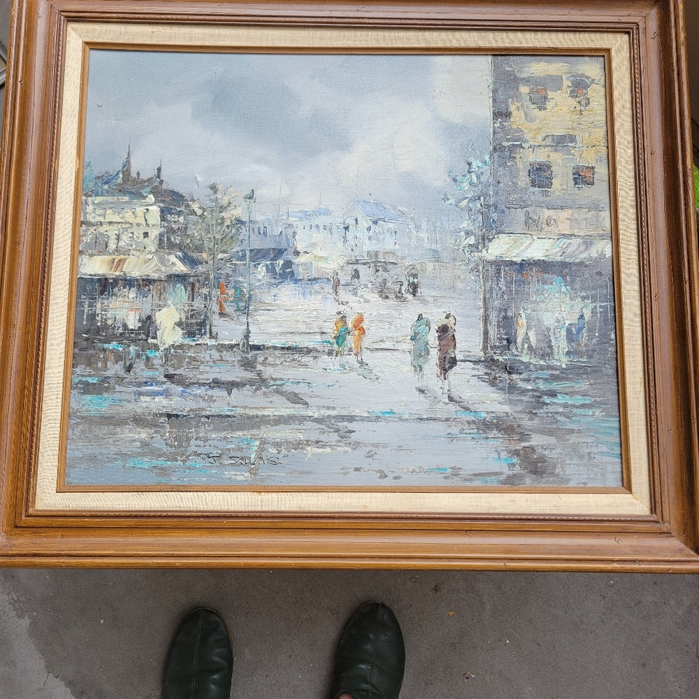 Antique vintage PARIS signed Oil on Canvas Impressionist mid-20th Century painti - Picture 1 of 16